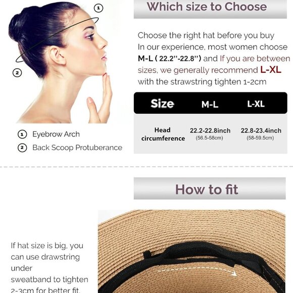 Womens Summer Straw Sun Hats Wide Brim Panama Fedora Beach Hat with Wind Lanyard - Picture 4 of 7